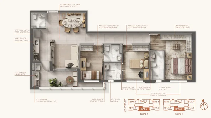 Planta tipo 88m²