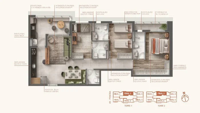 Planta tipo 93m²
