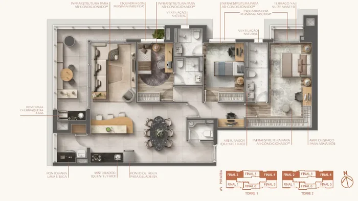 Planta tipo 122m²